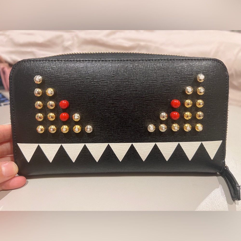Fendi Monster Eyes Leather Zippy Wallet Preowned